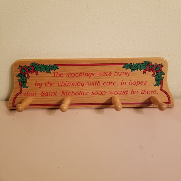 House Of‎ LLoyd 1990 Wooden Christmas Holiday Stocking Hanger Holder Rack Decor - Picture 1 of 5